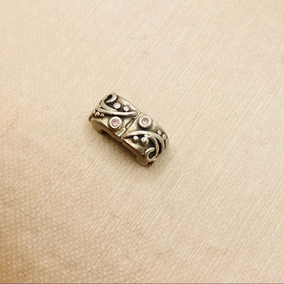 EUC Pandora 790380PCZ Sterling Silver Tendril Clip w/ Pink Zirconia - Picture 9 of 13